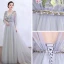Chic / Beautiful Grey Cathedral Train Prom Dresses 2018 A-Line / Princess V-Neck Tulle Lace-up Appliques Backless Beading Evening Party Formal Dresses