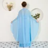 Schlicht Chinesischer Stil Himmelblau Lange Abendkleider 2018 A Linie Chiffon Mit Umhang Stehkragen Abend Festliche Kleider