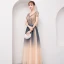 Sparkly Bling Bling Multi-Colors Floor-Length / Long Evening Dresses  2018 A-Line / Princess V-Neck Tulle Backless Beading Sequins Evening Party Formal Dresses
