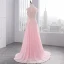 Chic / Beautiful 2017 Candy Pink Evening Dresses  V-Neck Lace Appliques Backless A-Line / Princess Evening Party