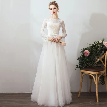 Unique Blanche Robe De Soirée 2019 Princesse En Dentelle Tulle U Cou Manches Longues Appliques Dos Nu Tapis Rouge Vacances Été Robe De Ceremonie