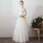 Amazing / Unique White Evening Dresses  2019 A-Line / Princess Lace Tulle U-Neck Long Sleeve Appliques Backless Red Carpet Holiday Summer Formal Dresses