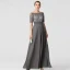 Schöne Grau Brautmutterkleider 2020 A Linie Lange Kurze Ärmel Applikationen Stickerei Strass Bandeau Abend Hochzeit Kleider Für Hochzeit