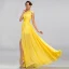 Elegante Klassisch Charmant Gelb Empire Abendkleider 2020 A Linie Lange Sommer Einfarbig Gespaltete Front Rückenfreies One-Shoulder Cocktail Abend Festliche Kleider