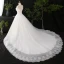 Schöne Ivory / Creme Übergröße Brautkleider / Hochzeitskleider 2020 V-Ausschnitt Einfarbig A Linie Perlenstickerei Applikationen Rückenfreies Perle Pailletten Kathedrale Schleppe Hochzeit