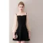 Modern / Fashion Black Short Graduation Dresses 2018 A-Line / Princess Spaghetti Straps Backless Charmeuse Homecoming Formal Dresses
