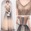 Sparkly Bling Bling Multi-Colors Floor-Length / Long Evening Dresses  2018 A-Line / Princess V-Neck Tulle Backless Beading Sequins Evening Party Formal Dresses
