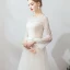 Amazing / Unique White Evening Dresses  2019 A-Line / Princess Lace Tulle U-Neck Long Sleeve Appliques Backless Red Carpet Holiday Summer Formal Dresses