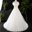 Schöne Ivory / Creme Übergröße Brautkleider / Hochzeitskleider 2020 V-Ausschnitt Einfarbig A Linie Perlenstickerei Applikationen Rückenfreies Perle Pailletten Kathedrale Schleppe Hochzeit