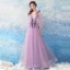 Chic / Beautiful Lilac Evening Dresses  2018 A-Line / Princess Floor-Length / Long Tulle V-Neck Appliques Backless Evening Party Formal Dresses