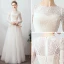 Amazing / Unique White Evening Dresses  2019 A-Line / Princess Lace Tulle U-Neck Long Sleeve Appliques Backless Red Carpet Holiday Summer Formal Dresses
