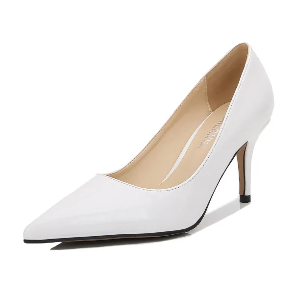 Czarne Proste / Simple Biuro OL Buty Damskie 2023 7 cm Szpilki Szpiczaste Czółenka Wysokie Obcasy
