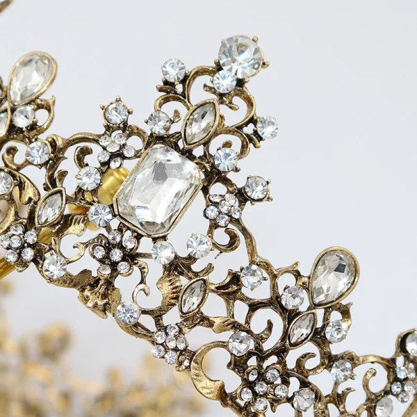 Vintage / Retro Baroque Multi-Colors Rhinestone Wedding Tiara Bridal Hair Accessories 2022 Alloy