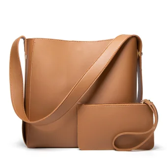 Minimalist 2 Piece Brown Square Shoulder Bags Messenger Bag Wallet 2021 Pu Casual Women S Bags