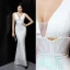 Sexy White Beading Sequins Evening Dresses 2022 Trumpet / Mermaid V-Neck Sleeveless Backless Floor-Length / Long Evening Party Formal Dresses