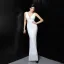 Sexy White Beading Sequins Evening Dresses 2022 Trumpet / Mermaid V-Neck Sleeveless Backless Floor-Length / Long Evening Party Formal Dresses