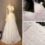 Abordable Chic / Belle Plage Robe De Mariée 2017 Blanche Princesse Longue Bretelles Spaghetti Sans Manches Dos Nu En Dentelle Appliques
