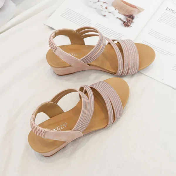Bohemia Grey Casual Summer Womens Sandals 2022 5 cm Wedges Open / Peep Toe Sandals
