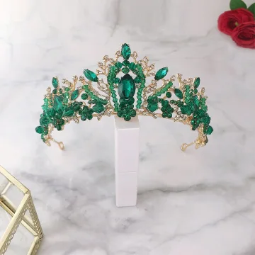 Mode Vert Cristal Faux Diamant Alliage Mariage Accessoire Cheveux Mariage 2022 Tiare