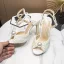 Charming Ivory Pearl Wedding Sandals 2020 Leather Ankle Strap 10 cm Stiletto Heels Open / Peep Toe Wedding Shoes