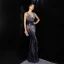 Sexy White Beading Sequins Evening Dresses 2022 Trumpet / Mermaid V-Neck Sleeveless Backless Floor-Length / Long Evening Party Formal Dresses
