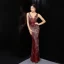 Sexy White Beading Sequins Evening Dresses 2022 Trumpet / Mermaid V-Neck Sleeveless Backless Floor-Length / Long Evening Party Formal Dresses