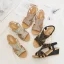 Bohemia Beige Street Wear Rhinestone Womens Sandals 2022 5 cm Wedges Open / Peep Toe Sandals