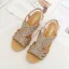 Bohemia Beige Street Wear Rhinestone Womens Sandals 2022 5 cm Wedges Open / Peep Toe Sandals