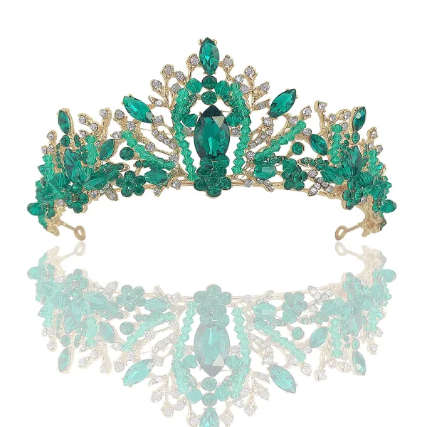 Mode Vert Cristal Faux Diamant Alliage Mariage Accessoire Cheveux Mariage 2022 Tiare