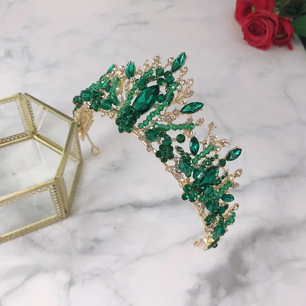 Mode Vert Cristal Faux Diamant Alliage Mariage Accessoire Cheveux Mariage 2022 Tiare