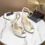 Charming Ivory Pearl Wedding Sandals 2020 Leather Ankle Strap 10 cm Stiletto Heels Open / Peep Toe Wedding Shoes