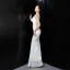 Sexy White Beading Sequins Evening Dresses 2022 Trumpet / Mermaid V-Neck Sleeveless Backless Floor-Length / Long Evening Party Formal Dresses