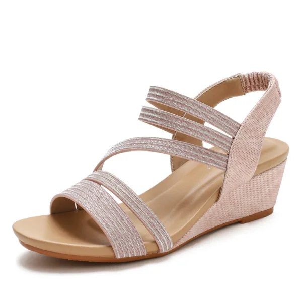 Bohemia Grey Casual Summer Womens Sandals 2022 5 cm Wedges Open / Peep Toe Sandals