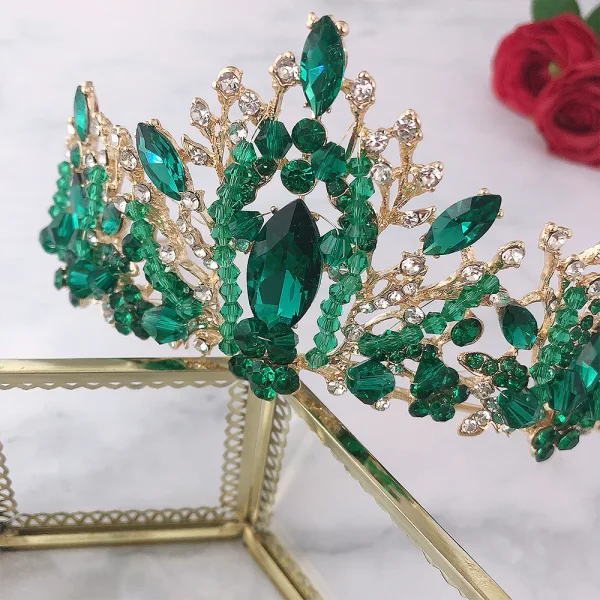 Mode Vert Cristal Faux Diamant Alliage Mariage Accessoire Cheveux Mariage 2022 Tiare