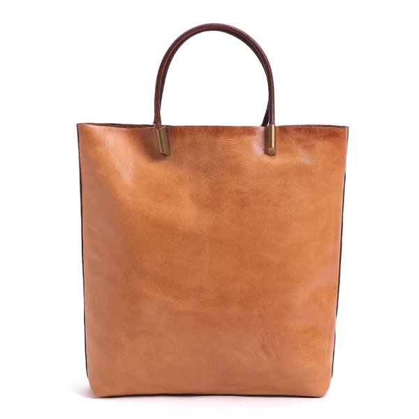 Vintage / Retro Brown Leather Casual Women's Bags Tote Bag Shoulder Bags 2022