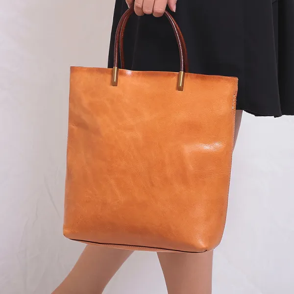 Vintage / Retro Brown Leather Casual Women's Bags Tote Bag Shoulder Bags 2022