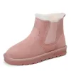 Modern / Fashion Womens Boots 2017 Pearl Pink Leather Ankle Suede Casual Winter Flat Snow Boots