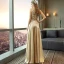 Illusion Gold Evening Dresses  2018 A-Line / Princess Scoop Neck Sleeveless Appliques Lace Pierced Split Front Floor-Length / Long Backless Formal Dresses