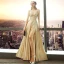 Illusion Gold Evening Dresses  2018 A-Line / Princess Scoop Neck Sleeveless Appliques Lace Pierced Split Front Floor-Length / Long Backless Formal Dresses