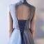 Chic / Beautiful Graduation Dresses 2017 Lace Appliques Sequins Pearl V-Neck Sleeveless Ocean Blue Tea-length A-Line / Princess