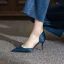 Chic / Beautiful Navy Blue Office OL Leather Open Side Womens Shoes 2021 8 cm Stiletto Heels Pointed Toe High Heels