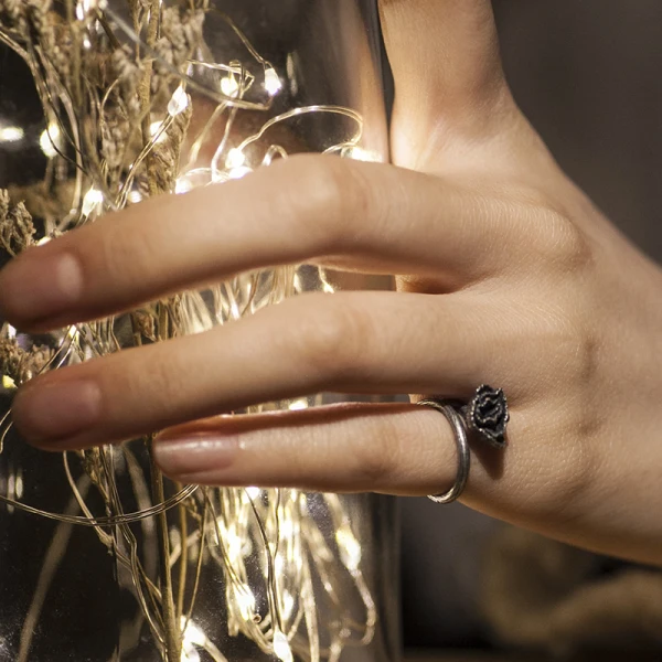 Modern / Fashion Black Sterling Silver Work Holiday Rings 2019 Accessories