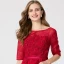 Classic Elegant Red Short Graduation Dresses 2020 A-Line / Princess U-Neck 1/2 Sleeves Appliques Beading Embroidered Homecoming Formal Dresses