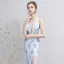 Charmant Sexy Argenté Fendue devant Robe De Soirée 2020 Trompette / Sirène V-Cou Longue Appliques Dos Nu Perlage Brodé Faux Diamant Cocktail Soirée Robe De Ceremonie