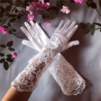 Unique Weiß Brauthandschuhe 2020 Applikationen Pailletten Spitze Tülle Hochzeits Ball Hochzeit Brautaccessoires