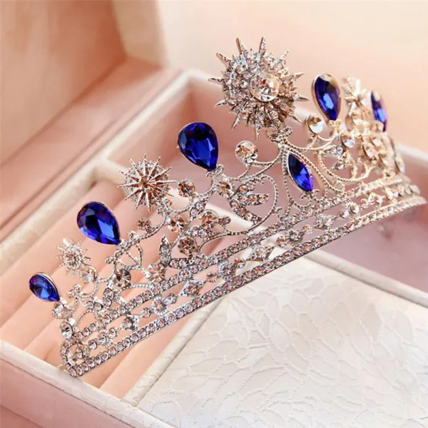 Unique Bleu Roi Bijoux Mariage 2017 Métal Faux Diamant Perlage Cristal Accessoire Cheveux Mariage Promo Accessorize