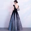 Chic / Beautiful Black Floor-Length / Long Evening Dresses  2018 A-Line / Princess Zipper Up U-Neck Tulle Backless Beading Sequins Formal Dresses