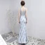 Charmant Sexy Argenté Fendue devant Robe De Soirée 2020 Trompette / Sirène V-Cou Longue Appliques Dos Nu Perlage Brodé Faux Diamant Cocktail Soirée Robe De Ceremonie