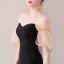 Sexy Schwarz Kurze Abiballkleider 2018 A Linie Charmeuse Bandeau Rückenfreies Perlenstickerei Heimkehr Festliche Kleider