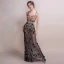 Sexy Black Floor-Length / Long Evening Dresses  2018 Trumpet / Mermaid Tulle Beading Backless Appliques Rhinestone Evening Party Formal Dresses